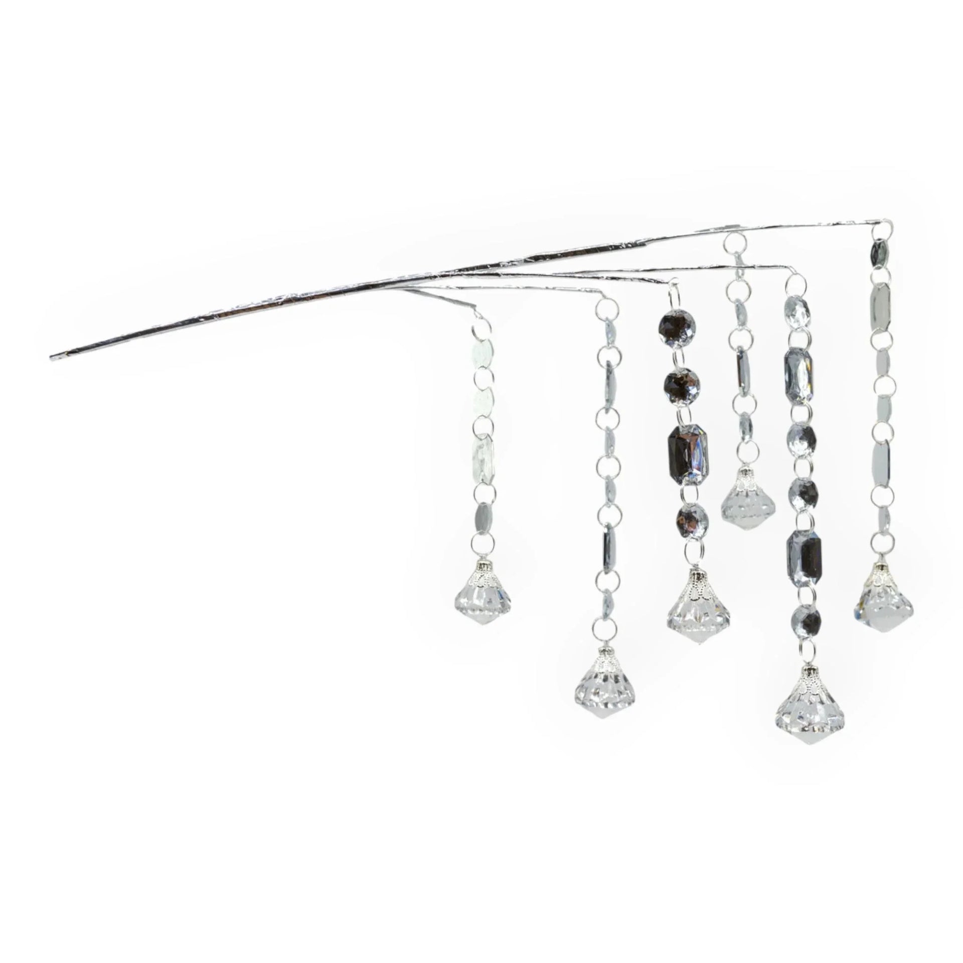 Elegant crystal hair accessory with dangling beads and faceted gems for bridal or formal wear