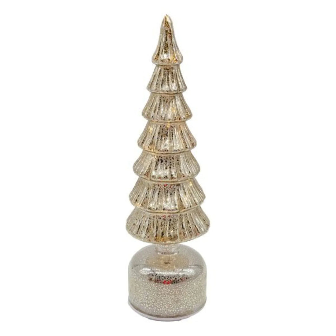 Glittery gold Christmas tree decoration with tiered design and sparkling base for festive home décor