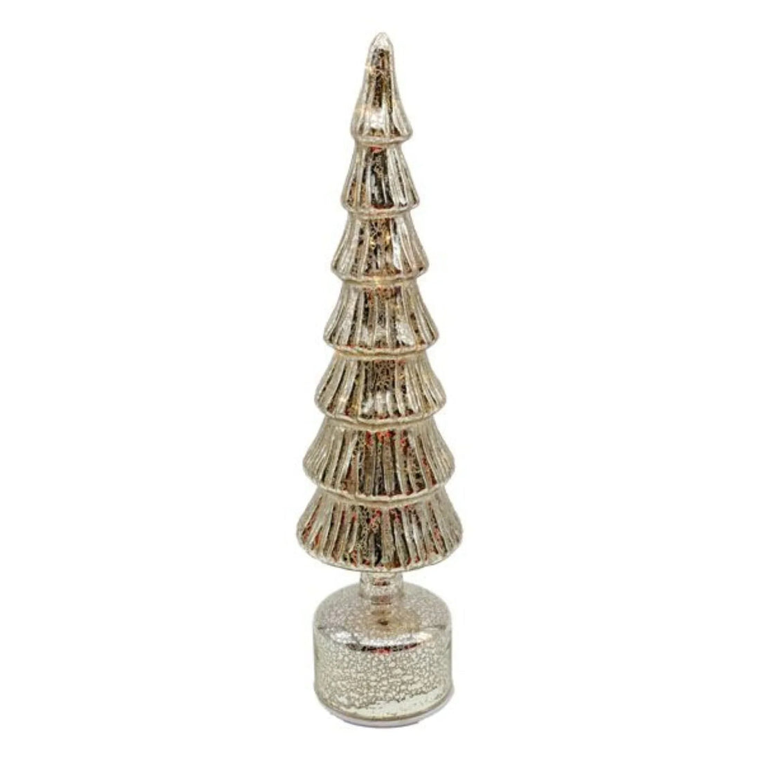 Mercury glass Christmas tree decoration with tiered design and crackled finish for festive home décor