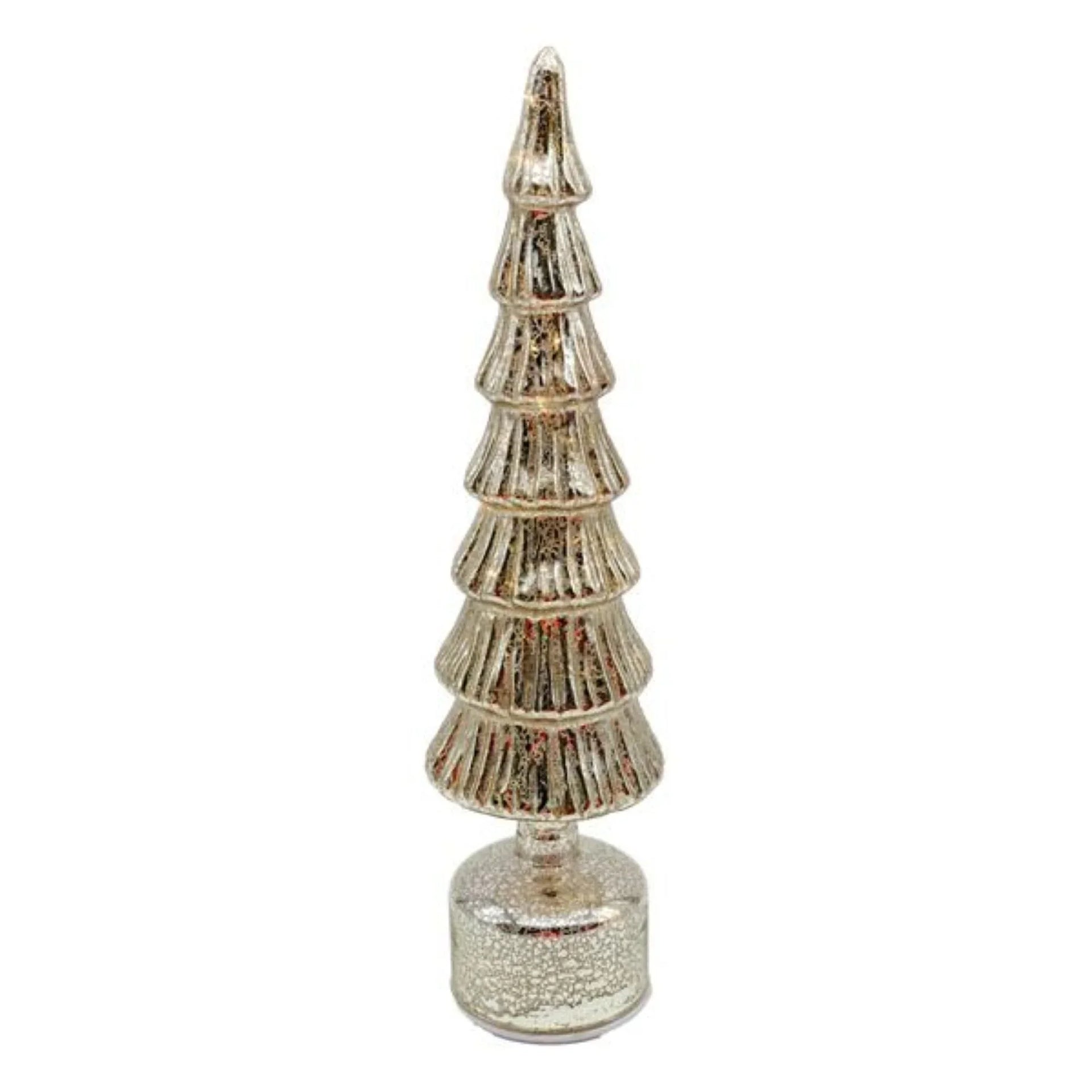 Mercury glass Christmas tree decoration with tiered design and crackled finish for festive home décor