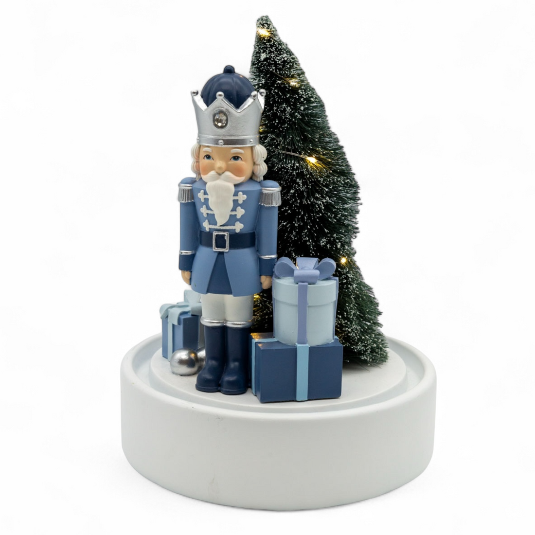 Blue and White Nutcracker Glass Dome - 18.1x18.1x29.2cm