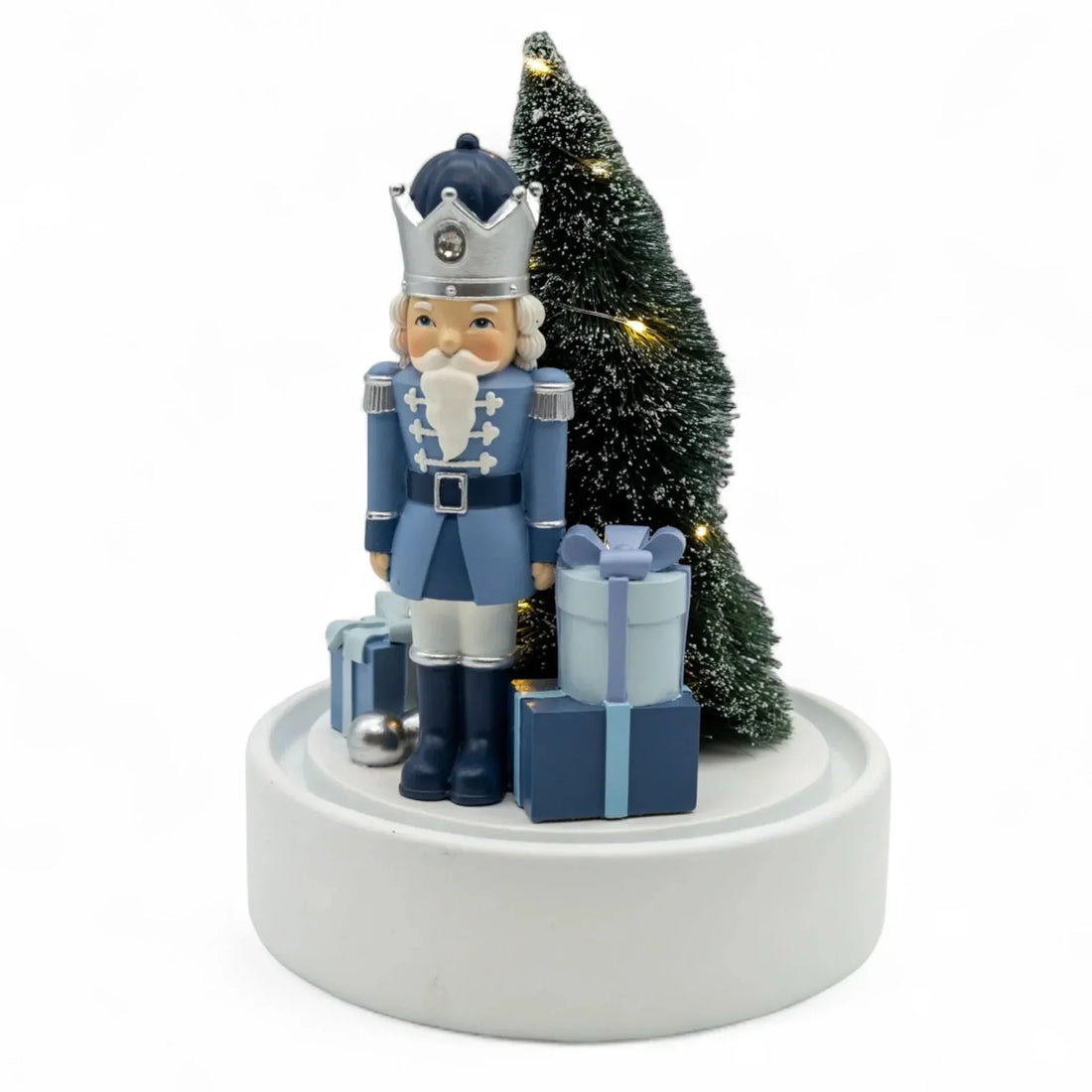 Blue and White Nutcracker Glass Dome - 18.1x18.1x29.2cm