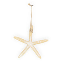 Beige starfish wall hanging with natural rope, coastal home décor accent