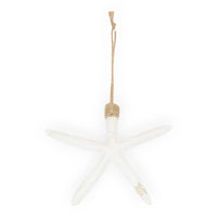 White starfish wall hanging with natural rope, coastal home décor accent
