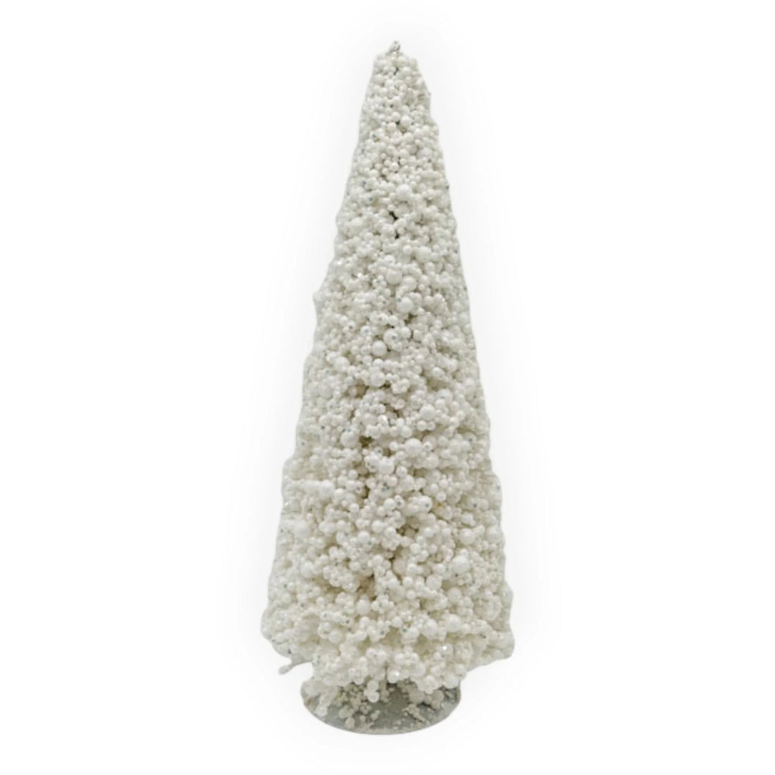 White beaded Christmas tree decoration for festive home décor and holiday styling