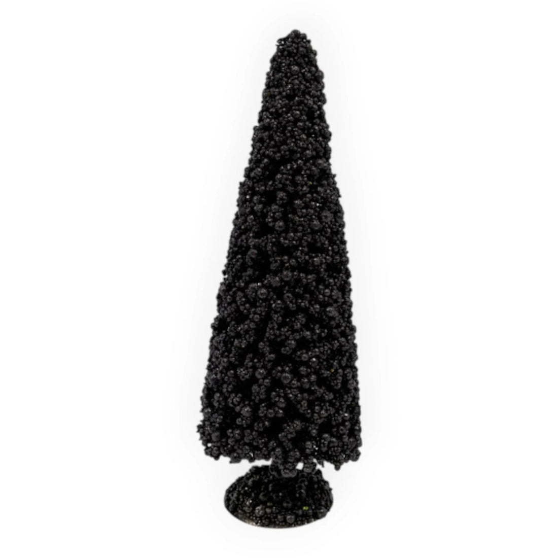Black textured cone-shaped decorative tree for modern home décor and festive styling
