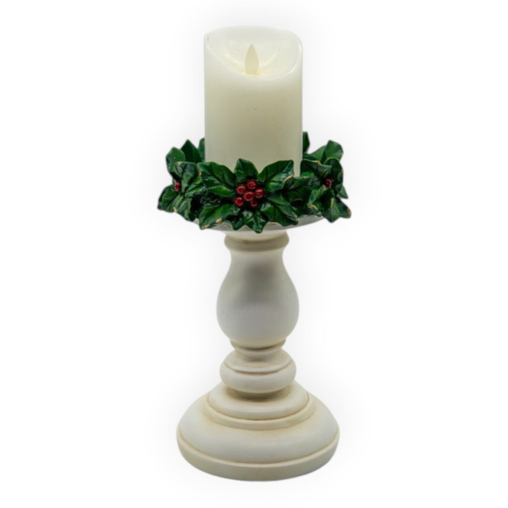 White Candlestick Holly Small - 24cm