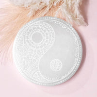 Selenite Engraved Plate Ying Yang