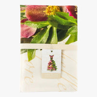 Petal & Pins pure linen tea towel with hellebore floral print, elegant home décor accessory