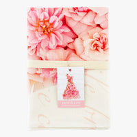 Pink rose petal print pure linen tea towel, floral kitchen decor, elegant home accessory