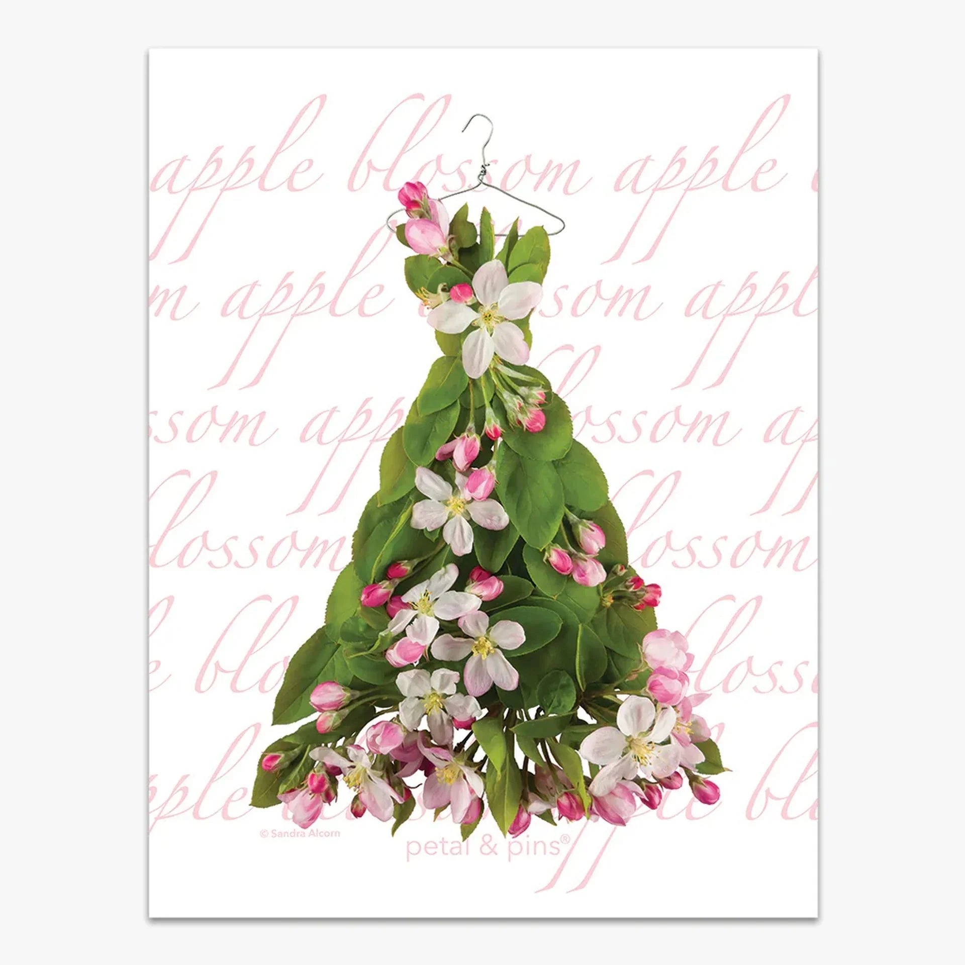 Elegant Apple Blossom Dress Tea Towel