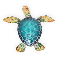 Colorful ceramic sea turtle decorative figurine with mosaic shell, perfect for coastal home décor