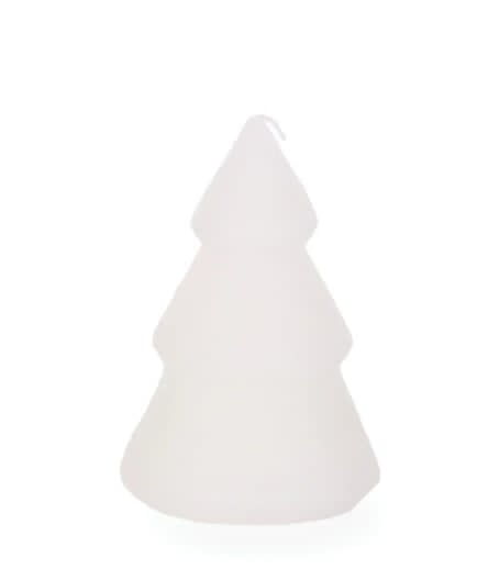 11cm White Ribbed Tree Candle