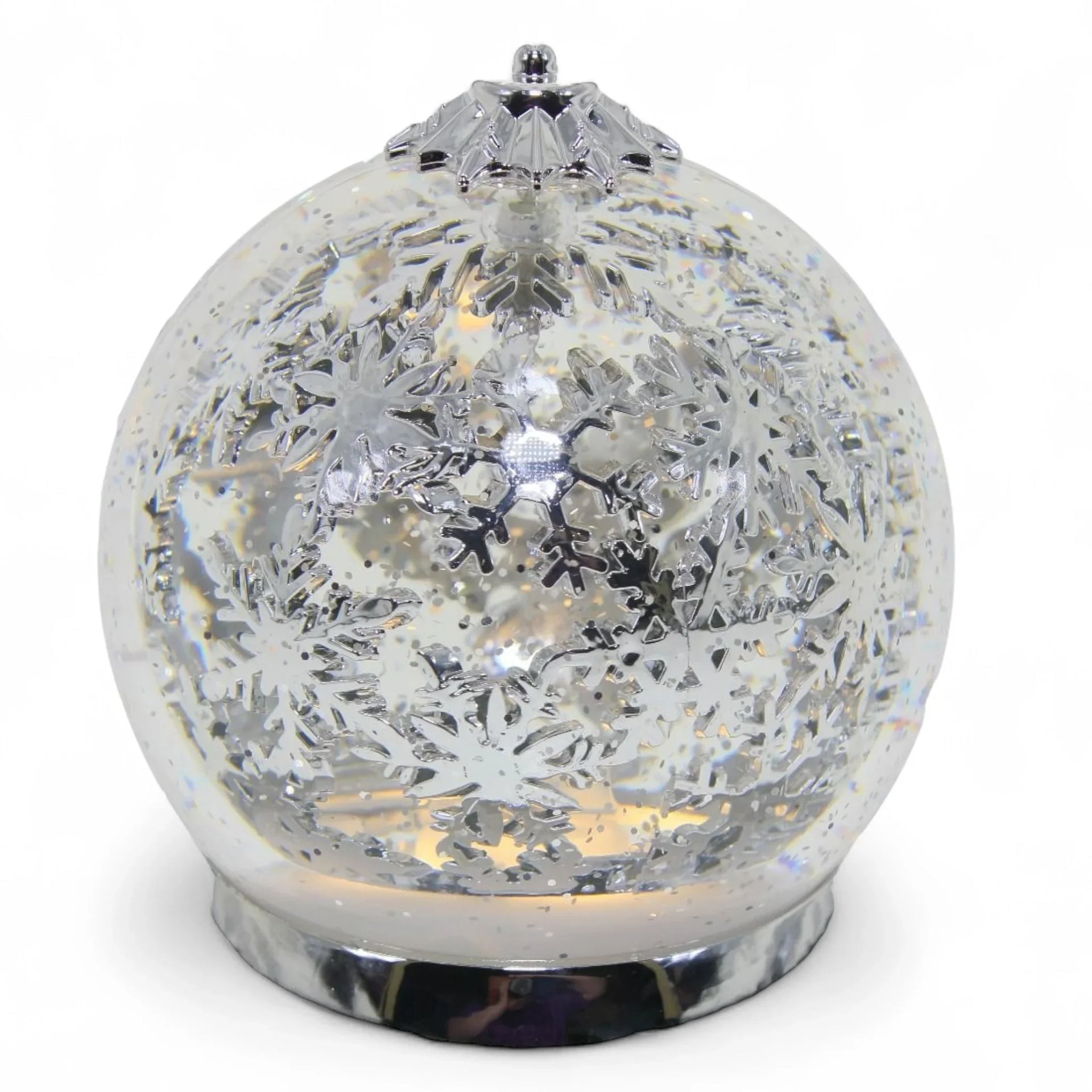 Rotating Silver Christmas Ball
