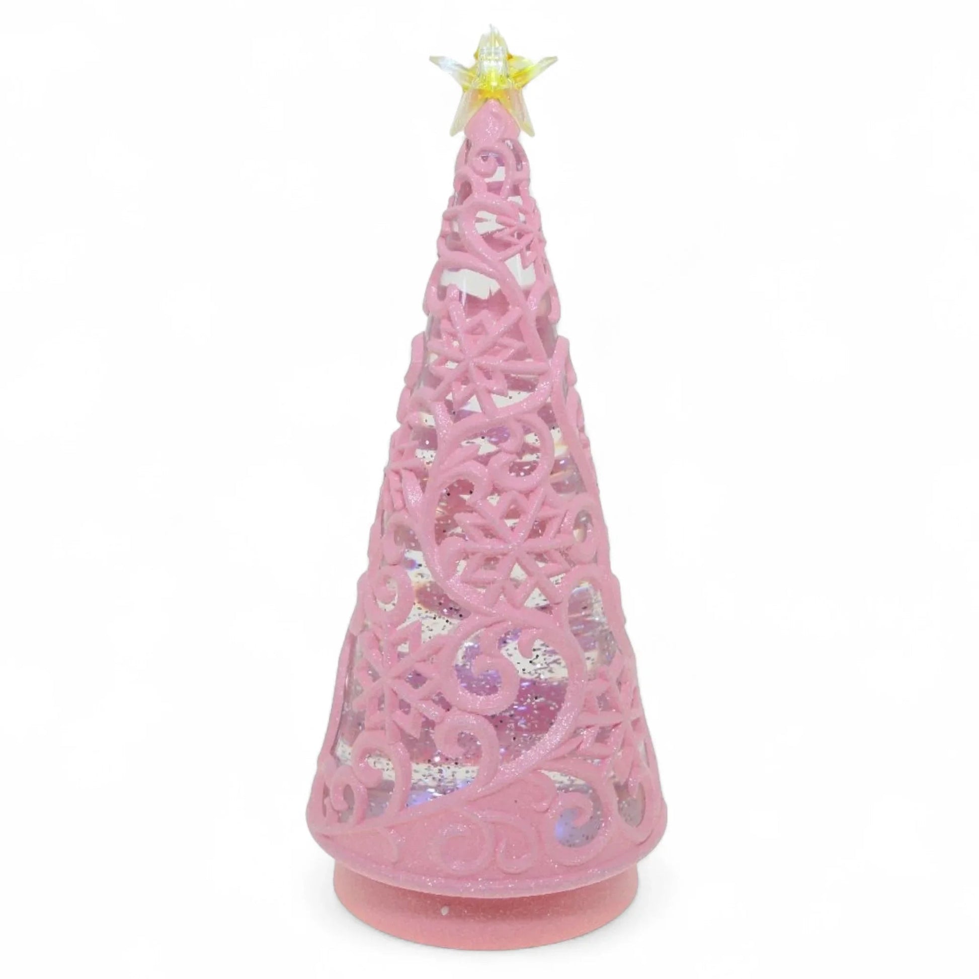Pink LED Snowglobe Tree 30cm