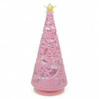 Pink glitter Christmas tree decoration with star topper, festive home décor for holiday season