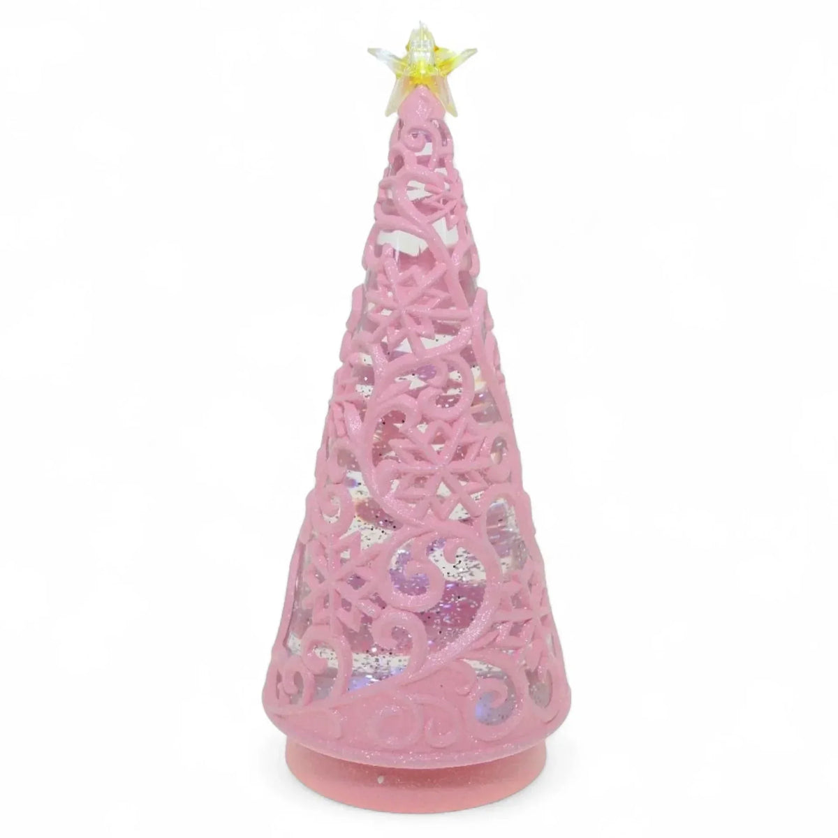 Pink glitter Christmas tree decoration with star topper, festive home décor for holiday season