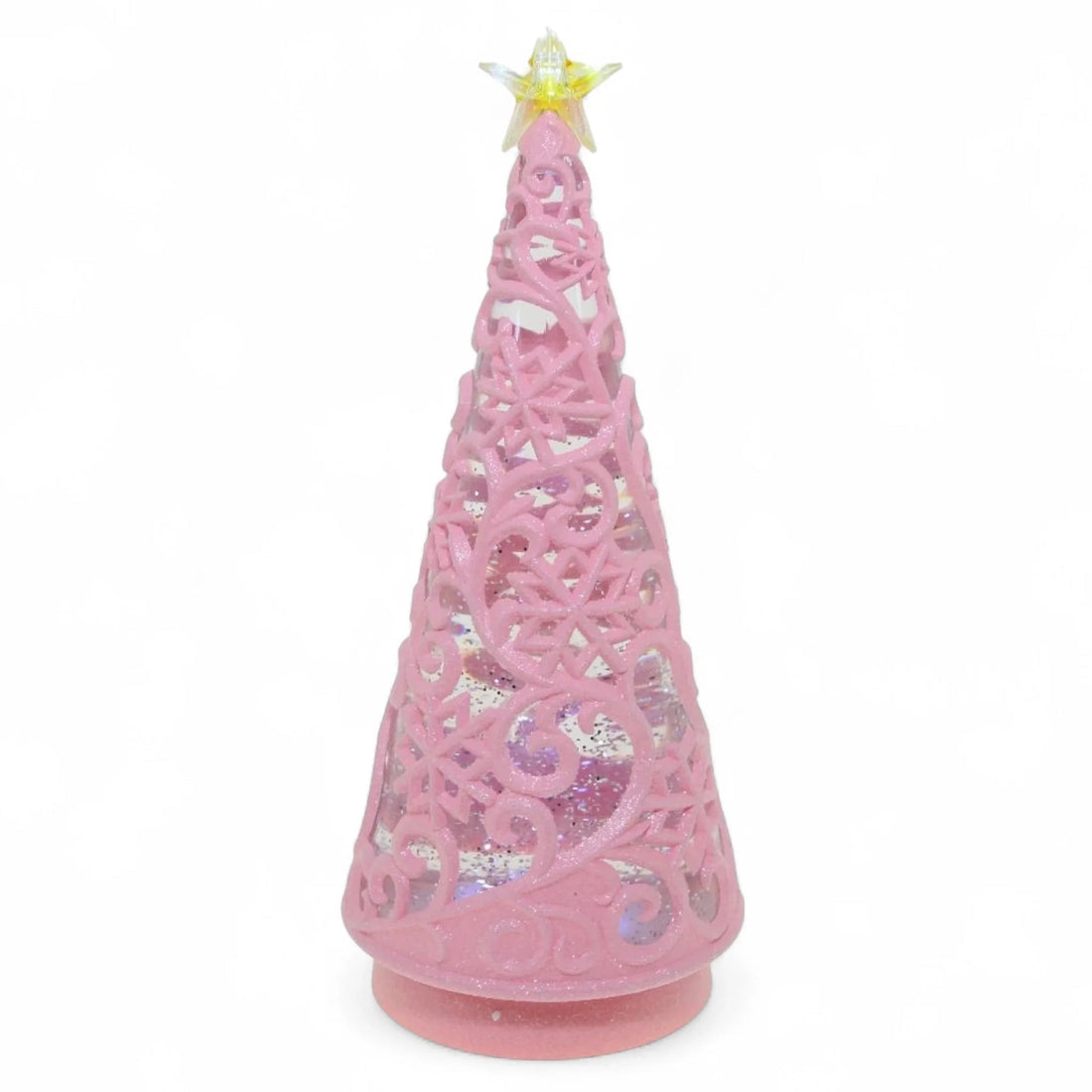 Pink LED Snowglobe Tree 30cm