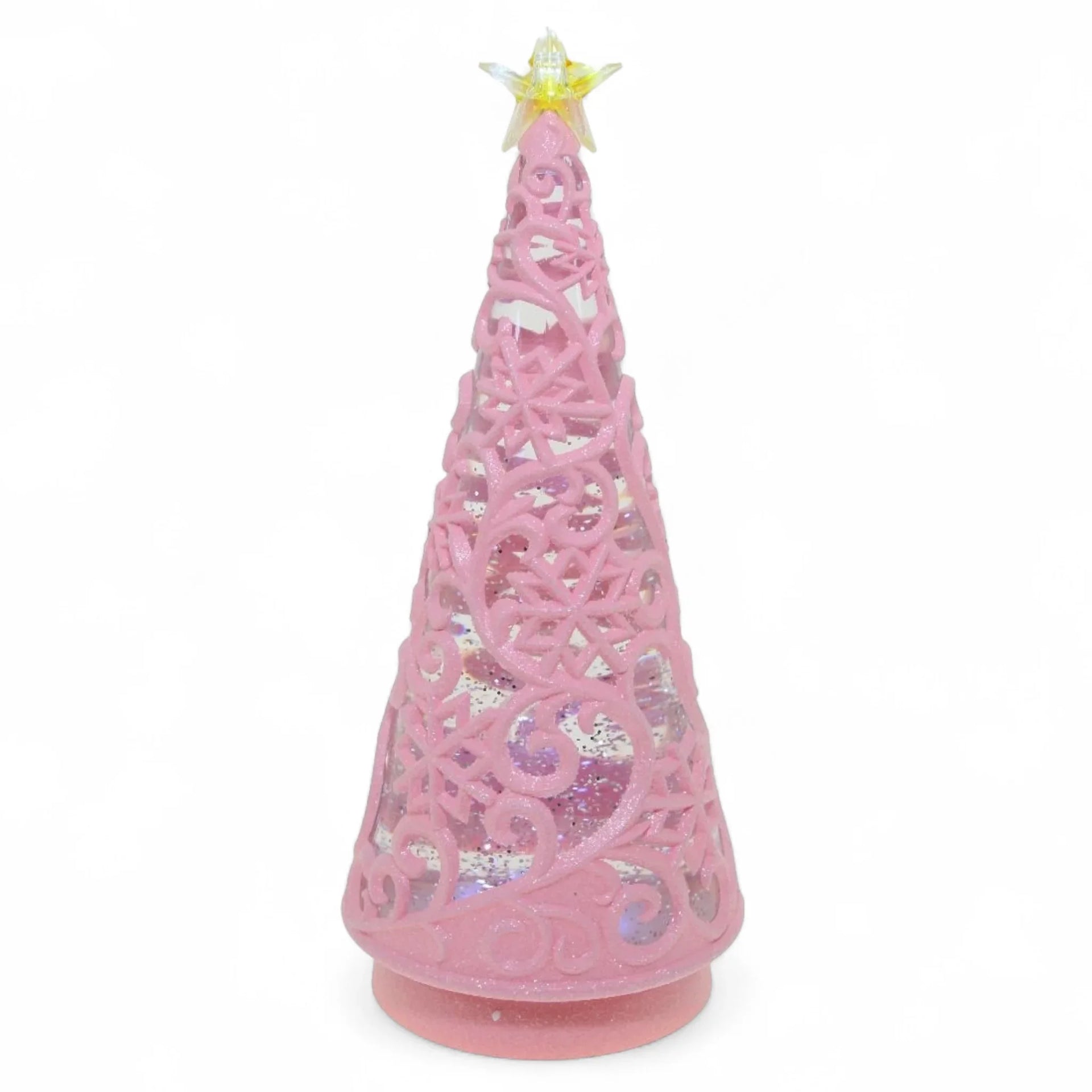 Pink LED Snowglobe Tree 30cm