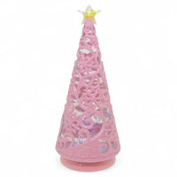 Pink LED Snowglobe Tree 30cm