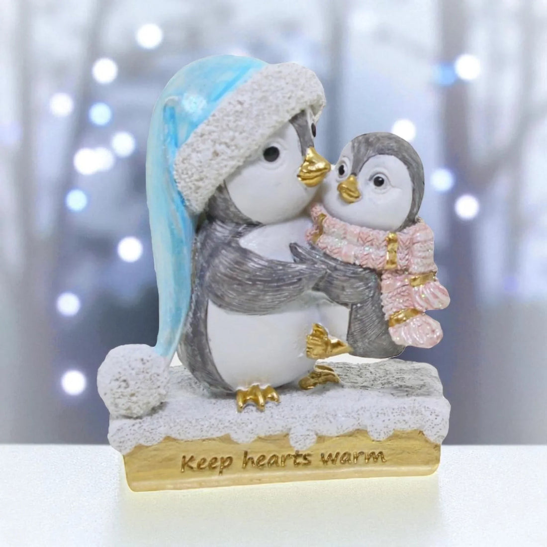 Pink/Blue Penguin Decoration - Keeping Hearts Warm