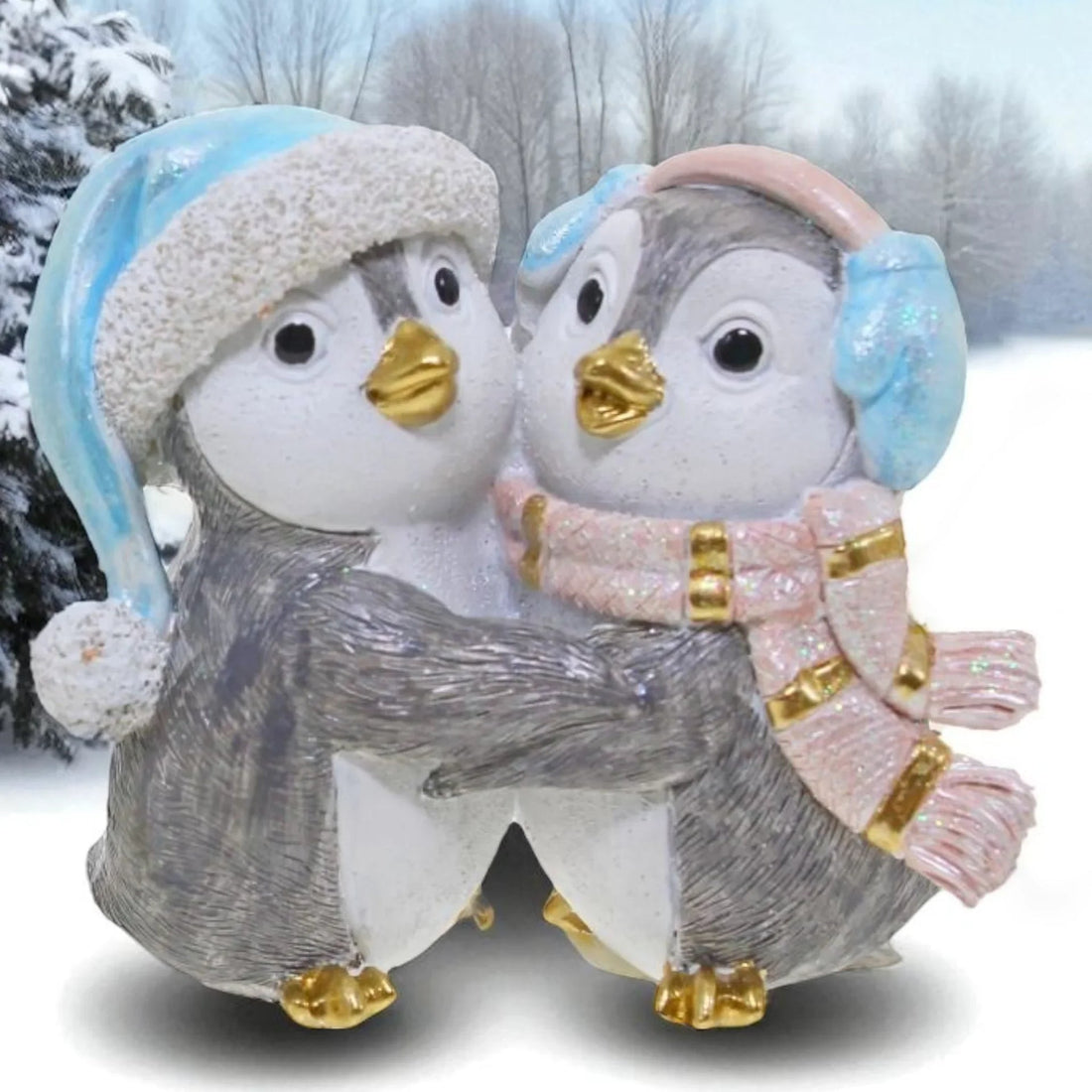 Pink/Blue Hugging Penguin Decoration