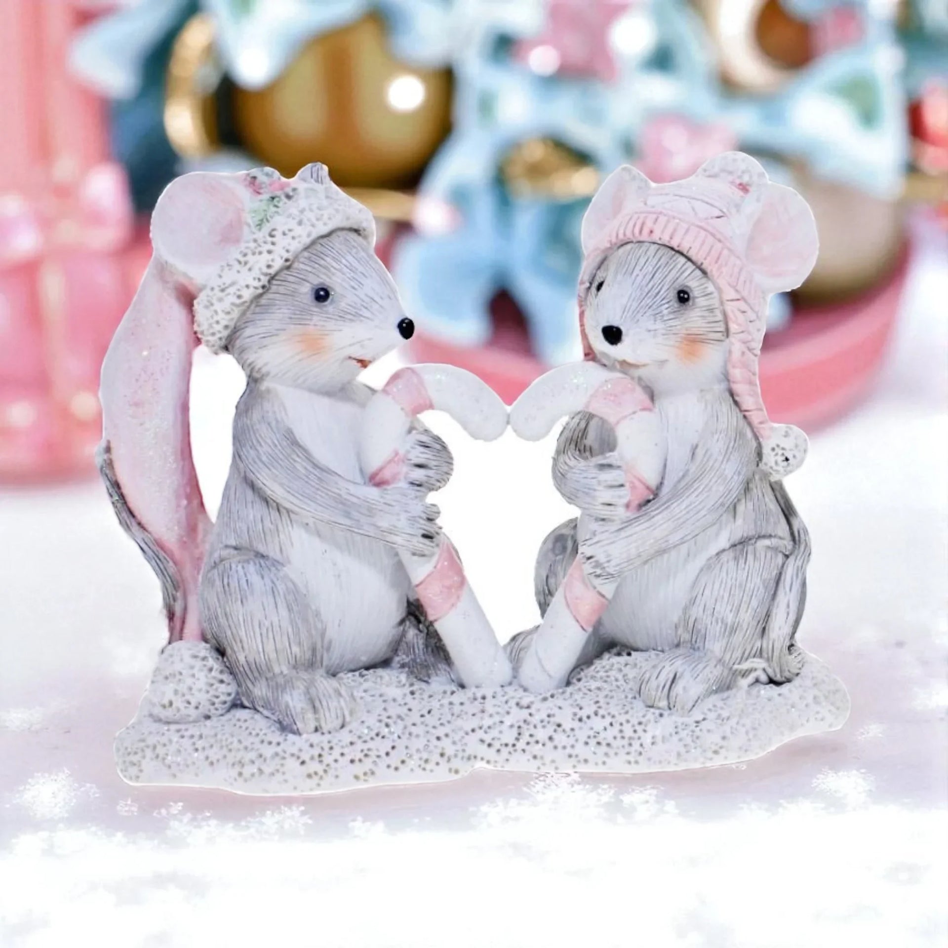 Christmas Mice Family with Candy Cane