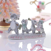 Charming Christmas mouse figurine set with 'Merry Christmas' base, perfect for holiday home décor and festive displays.