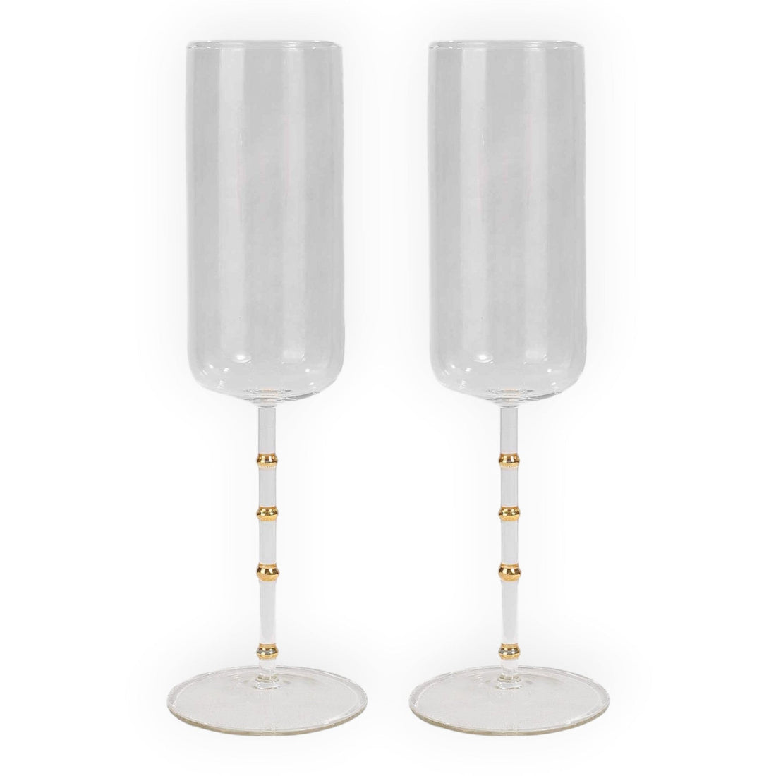 Hudson - Set of 2 Glass Flutes Clear/Gold