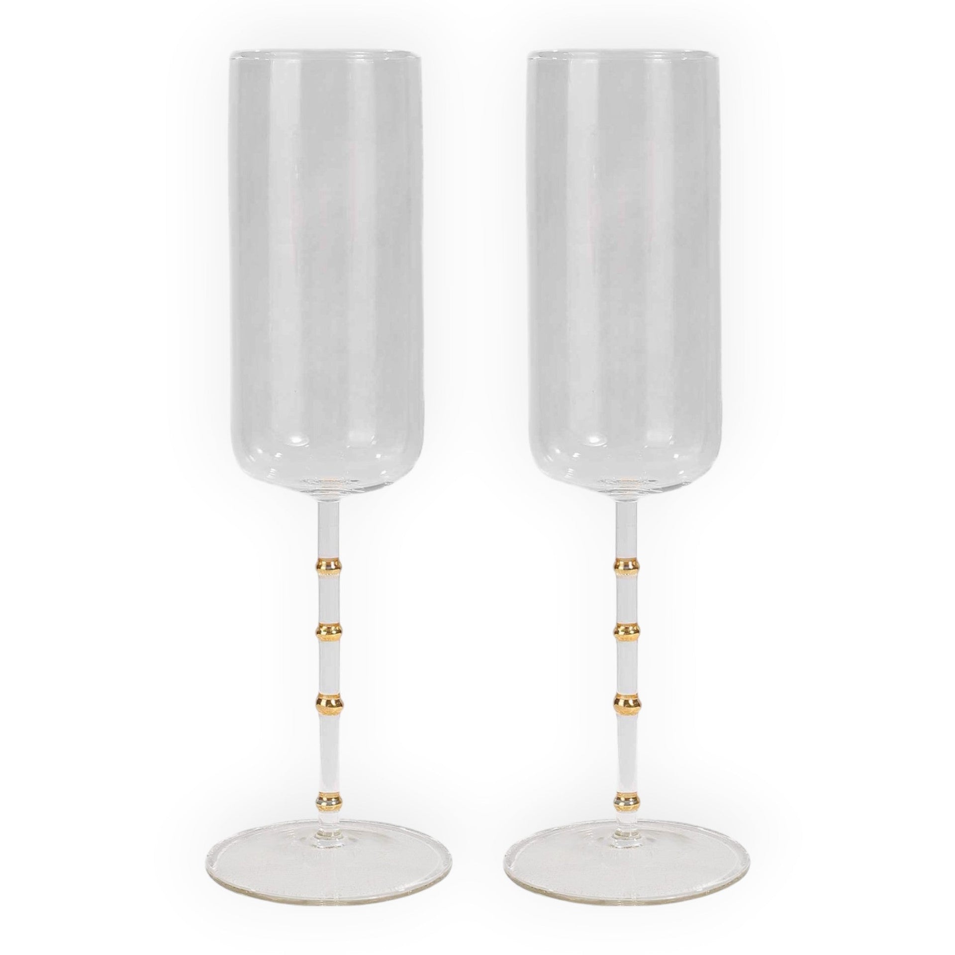 Hudson - Set of 2 Glass Flutes Clear/Gold
