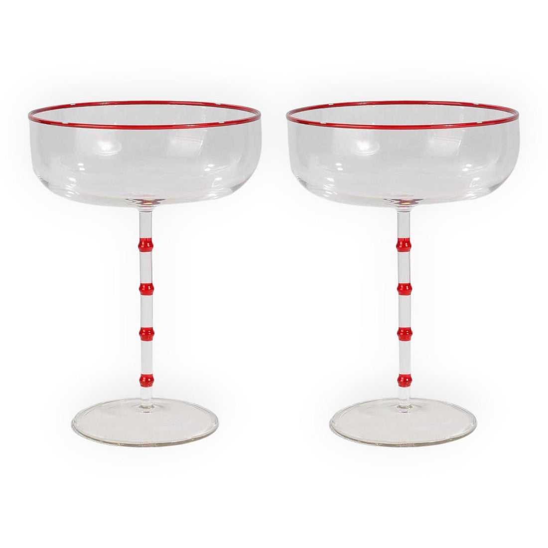 Hudson - Set of 2 Coupe Glass Clear/Red