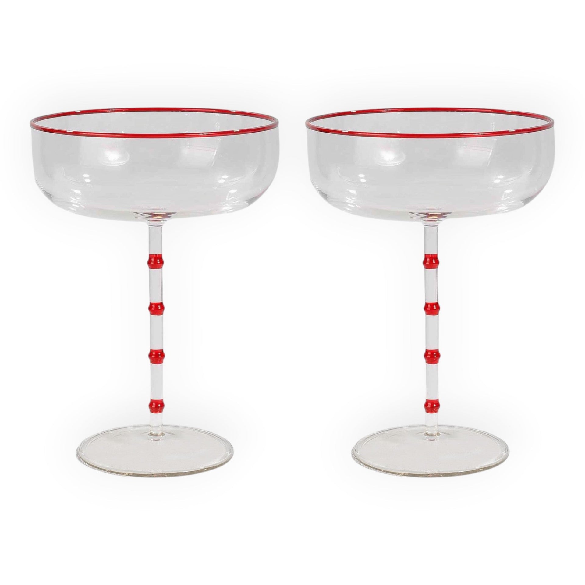 Hudson - Set of 2 Coupe Glass Clear/Red
