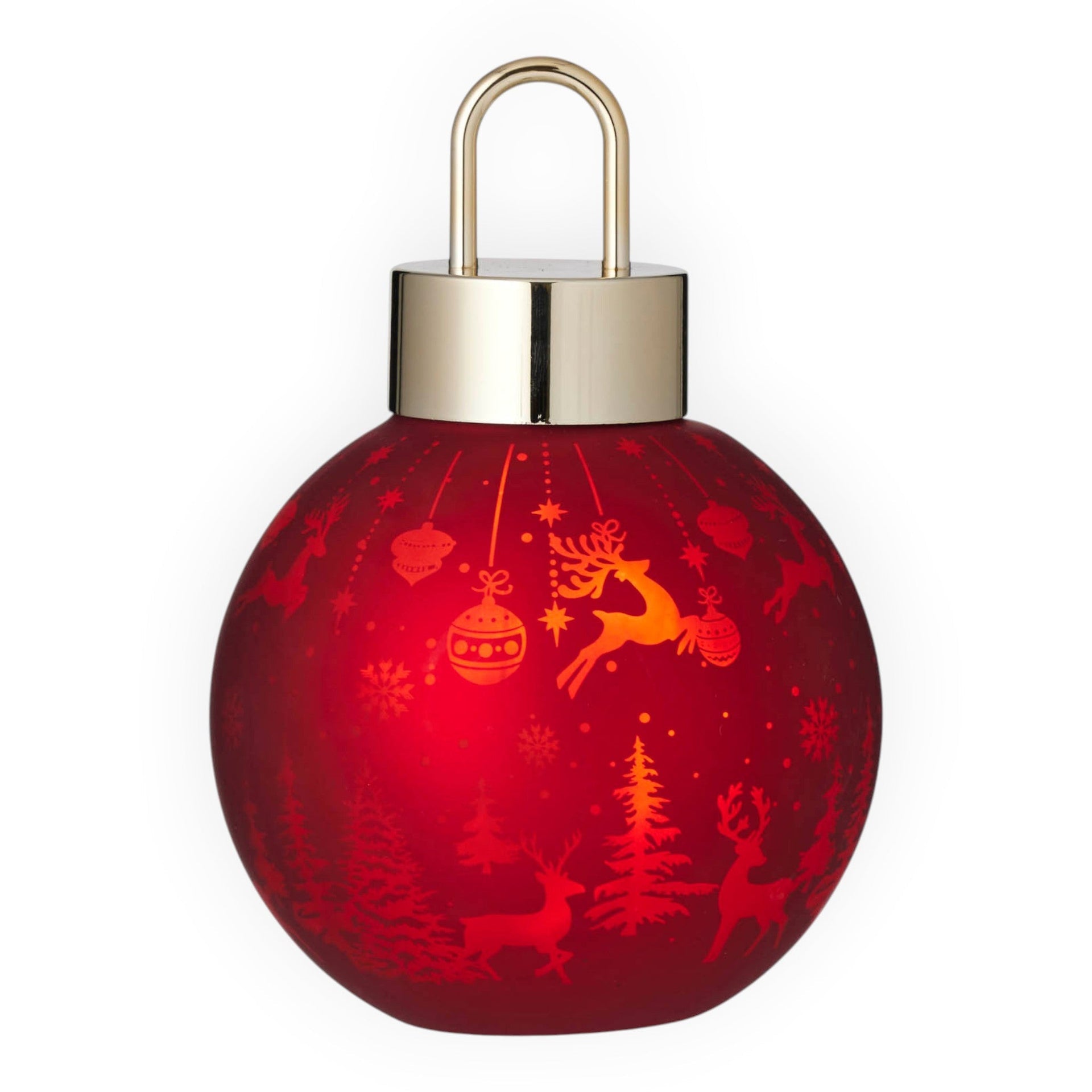 LED Christmas Scene Bauble Glass - Red 18cm