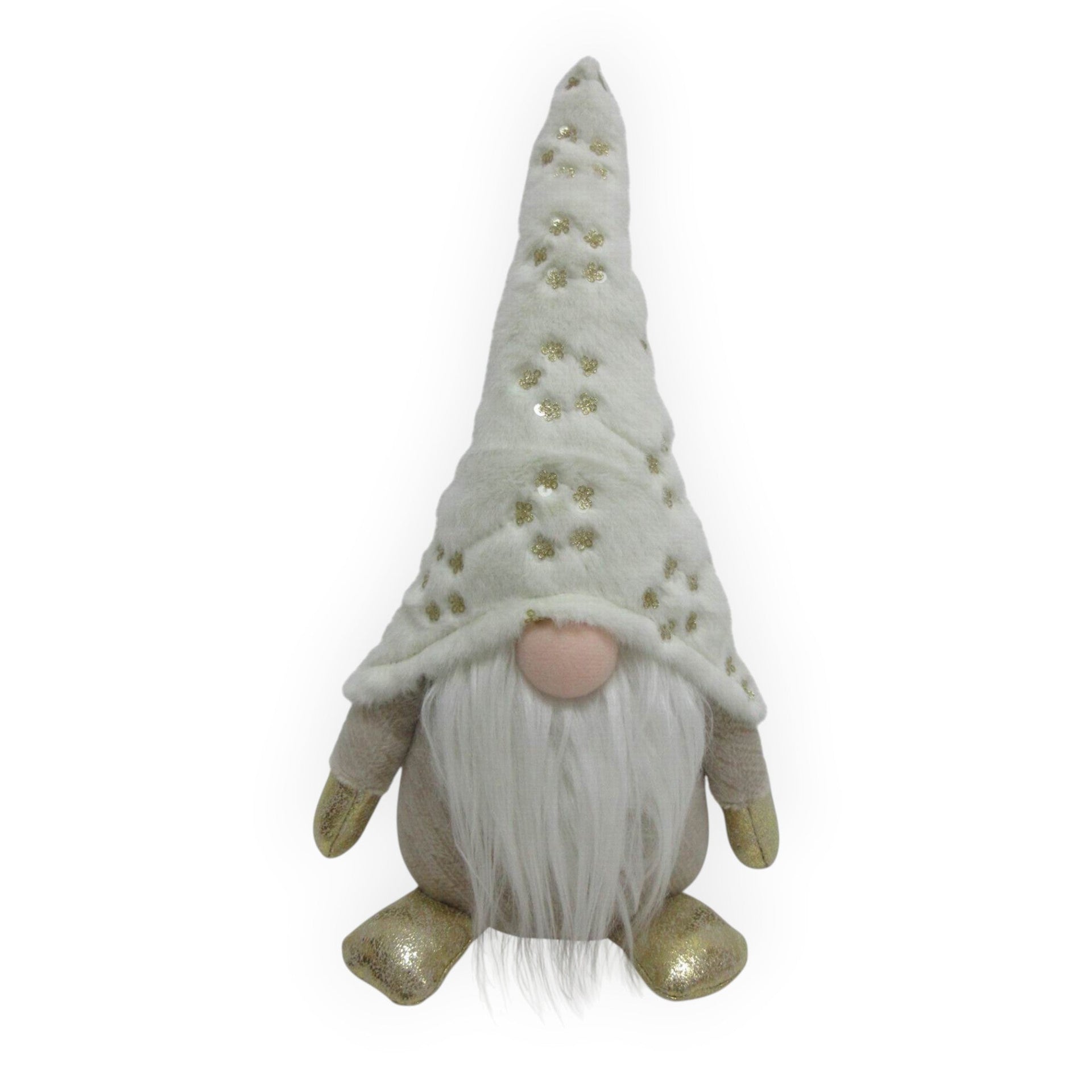 Winter Sitting Gnome Sitting - Cream 34cm