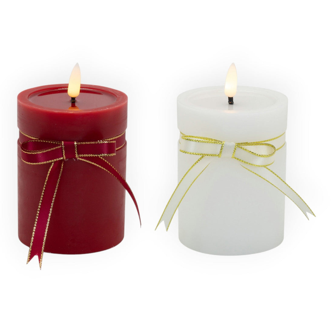 LED Pillar Wax Candle 10cm - Red or White