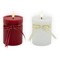 LED Pillar Wax Candle 10cm - Red or White