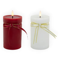 LED Pillar Wax Candle 12.5cm - Red or White