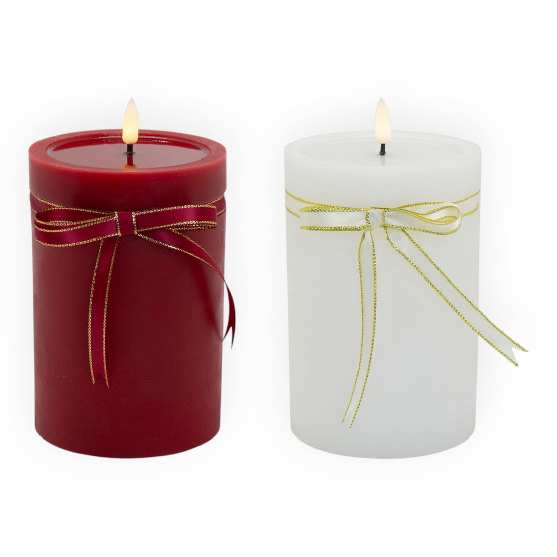 LED Pillar Wax Candle 15cm - Red or White