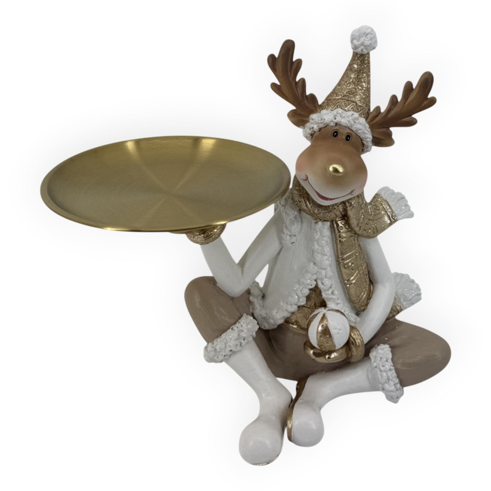 Sitting Deer with Tray  23cm