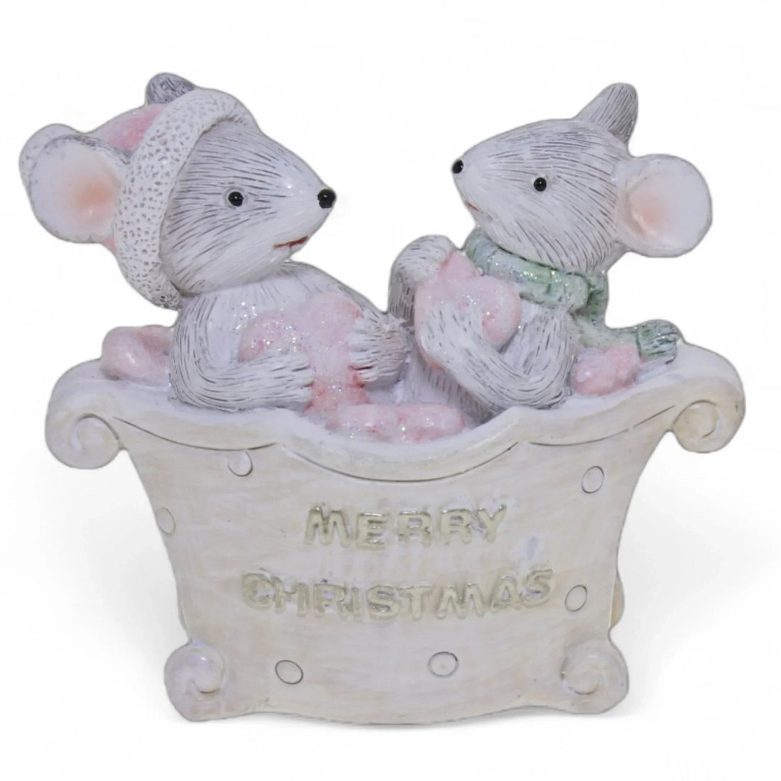 Christmas Bathing Mice in tub