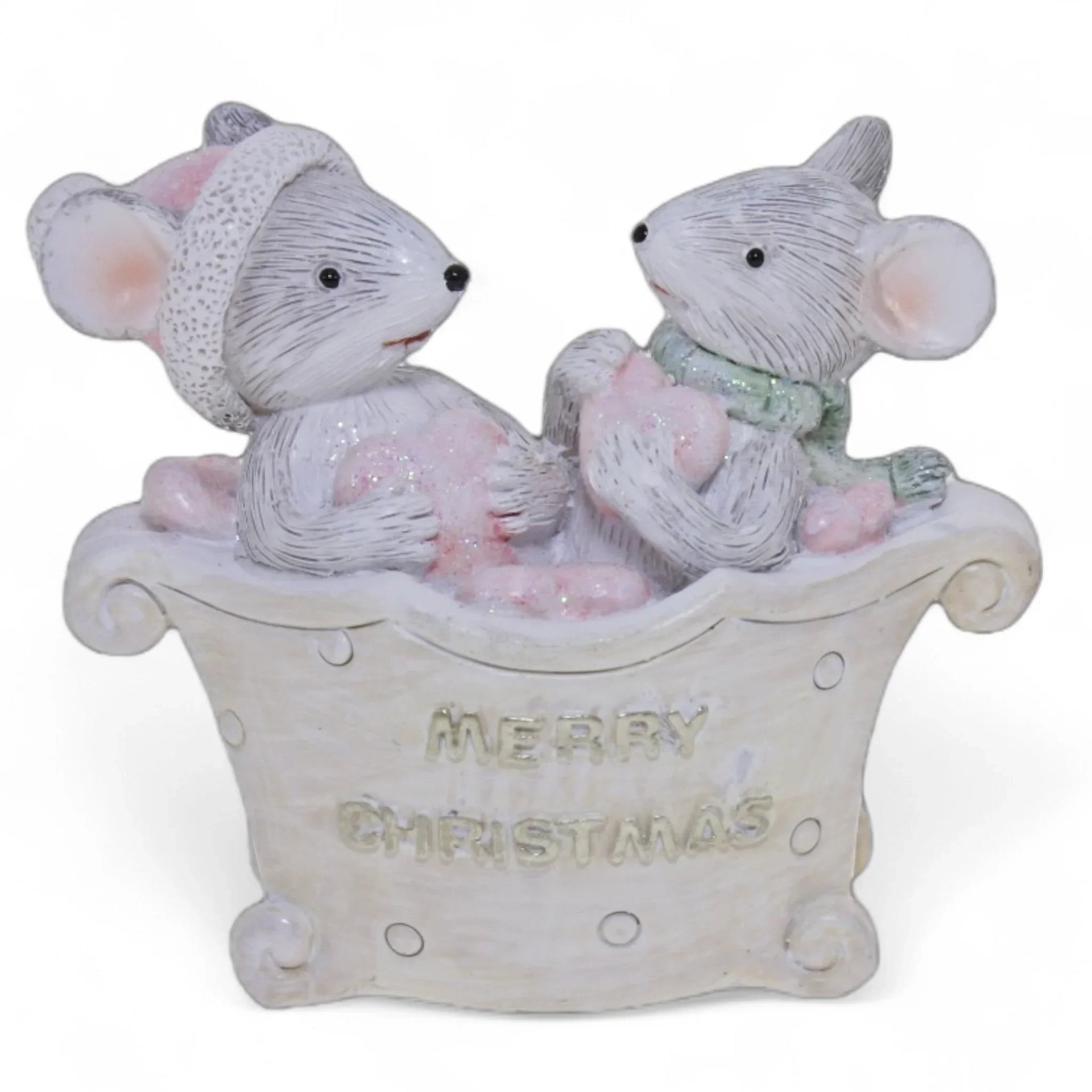 Christmas Bathing Mice in tub