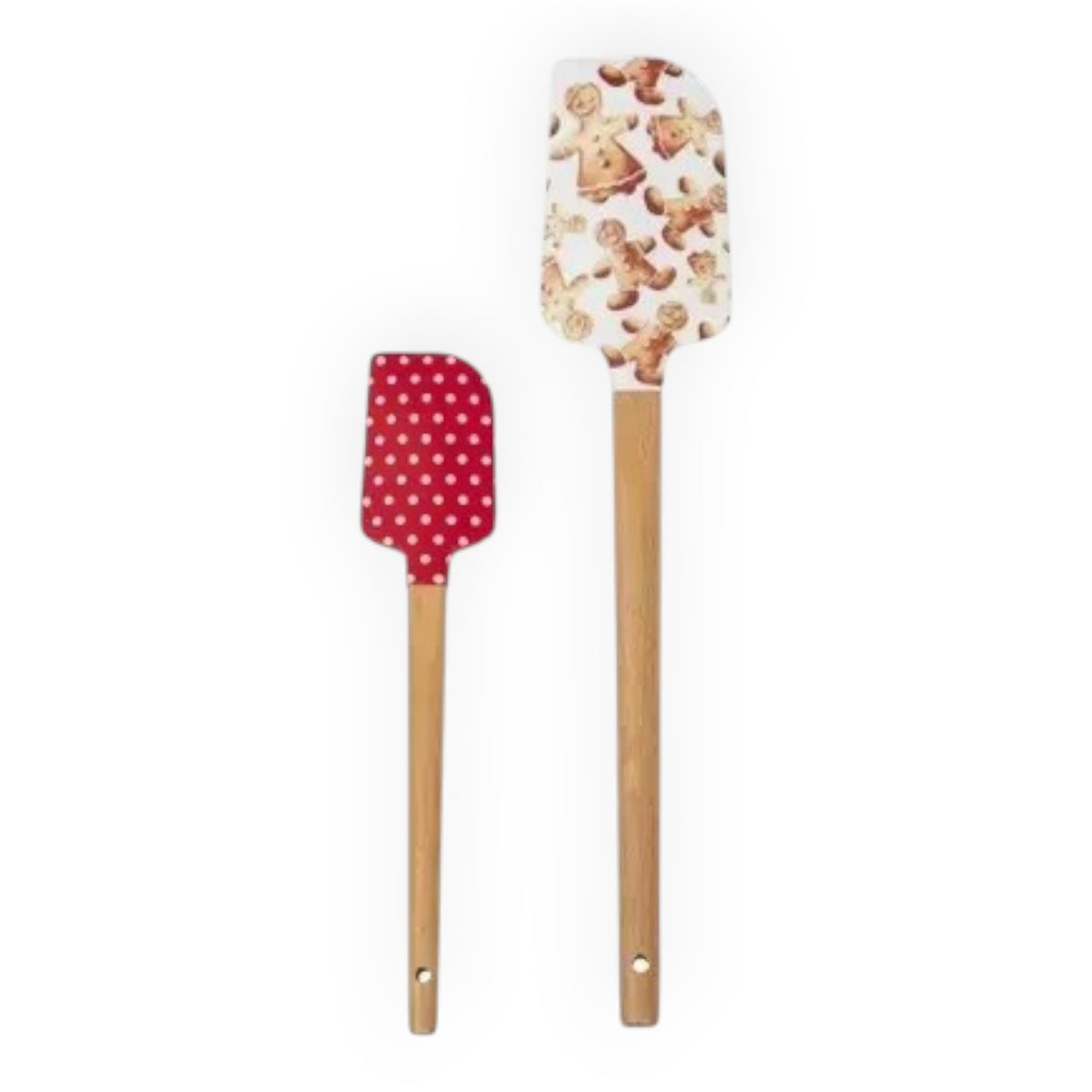 Set of 2 Festive Spatula's Red & Gingerbread