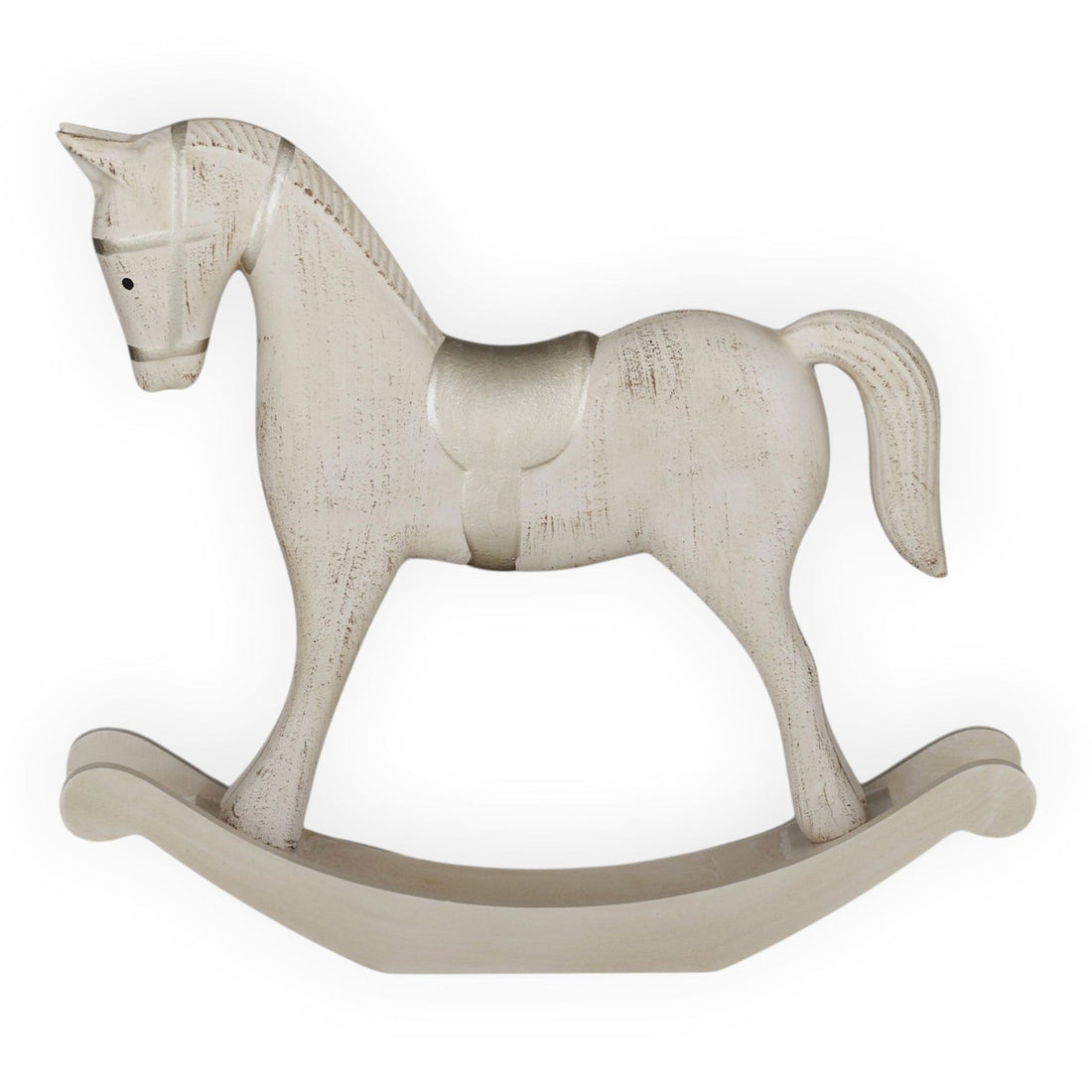Wooden Rockinghorse Decoration - 23cm White