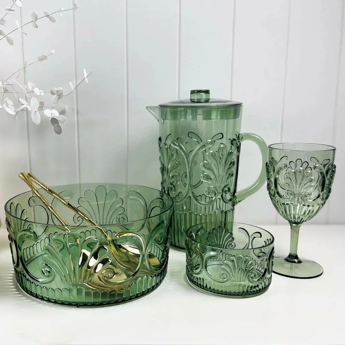 Acrylic Scollop Sage Green Snack Bowl - Exquisite Homewares 