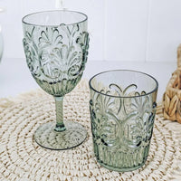 Acrylic Scollop Sage Green Wine Glass - Exquisite Homewares 