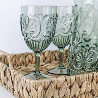 Acrylic Scollop Sage Green Wine Glass - Exquisite Homewares 