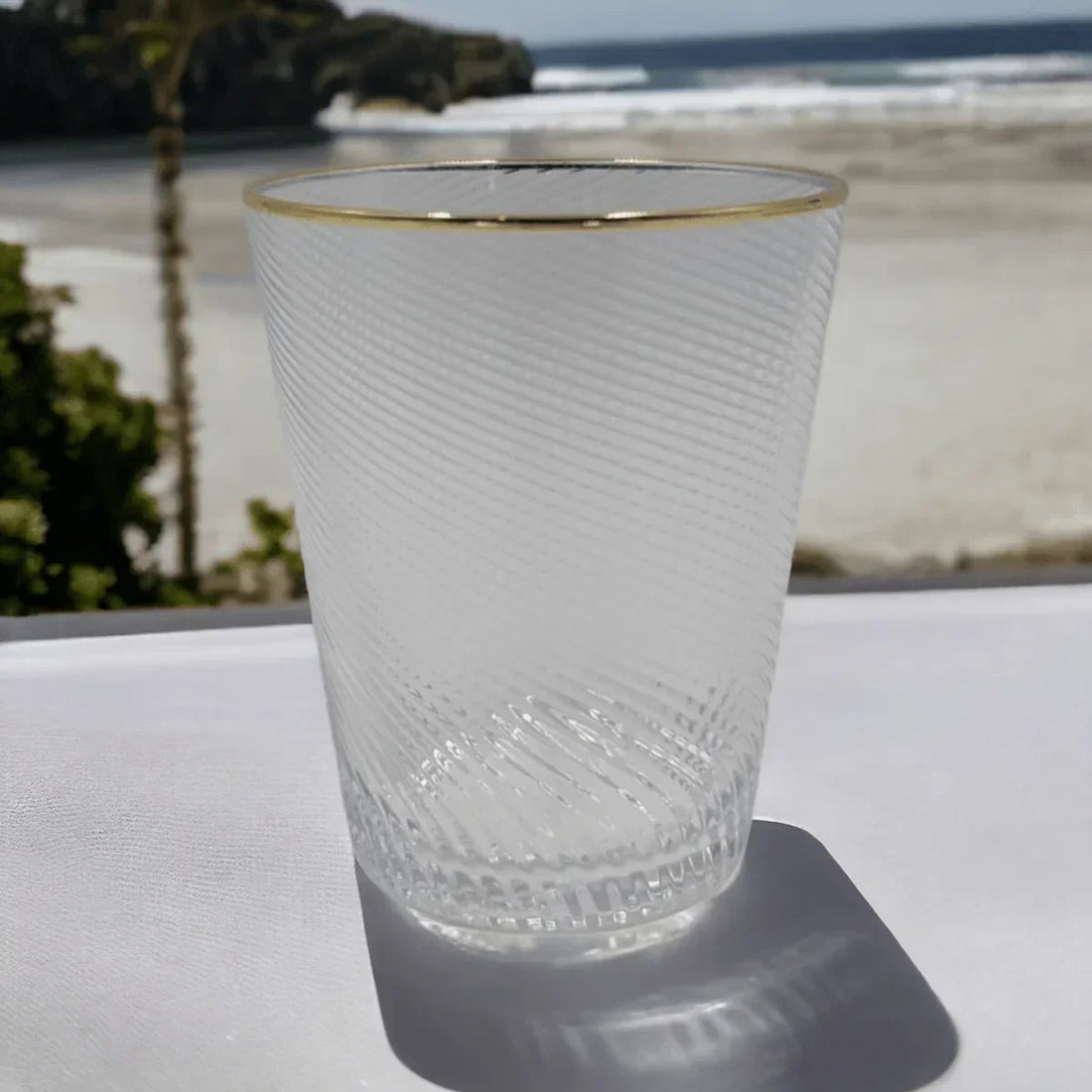 Acrylic Tumbler Clear Stripe With Gold Rim - Exquisite Homewares 