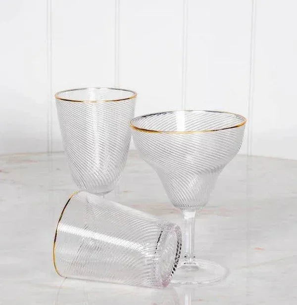 Acrylic Tumbler Clear Stripe With Gold Rim - Exquisite Homewares 