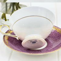Aynsley Orchard Gold Mauve and Gold Cup and Saucer Duo - Exquisite Homewares 