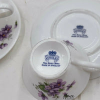 Aynsley Purple Violets Set 6 Demitasse Duos - Exquisite Homewares 